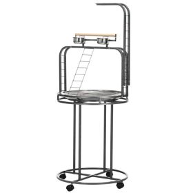 Parrot Stand Large Bird Perch Stand with Toy Hook & 3 Ladders, Parrot Perch, Bird Wooden Stand, Gray (Option: gray-740x740x120 mm)