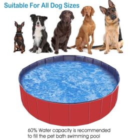 1Pc 160 X 160 X 30cm-63.0 X 63.0 X 11.8inch Foldable Pet Swimming Pool PVC  Dog Swim Pool Bathing Tub Playmat Pools (Option: 1Pc Red)