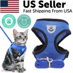 Cat Dog Pet Harness Adjustable Control Vest Dogs Reflective S M L XL Leash (Color: Blue, size: XL)